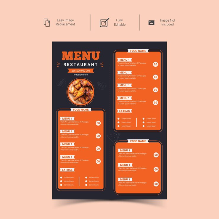 Vector mensaje de comida de restaurante digital, publicación en instagram o plantilla de publicación en las redes sociales
