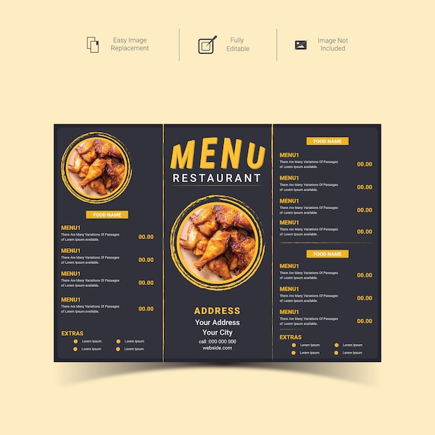 Mensaje de comida de restaurante digital, publicación en Instagram o plantilla de publicación en las redes sociales