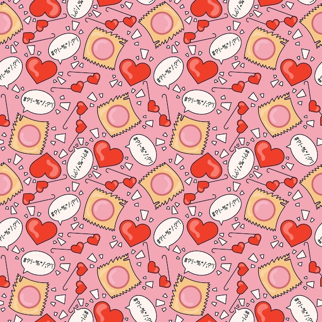 Vector mensaje de copas de corazón de corazones rojos y envoltorios en el fondo rosa en estilo de dibujos animados de los años 70