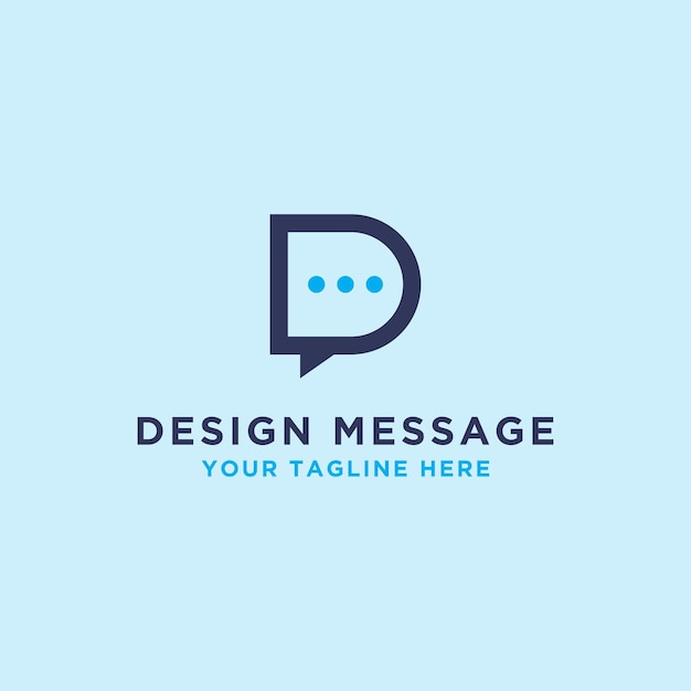 Mensaje de diseño de logotipo D, icono de logotipo de alfabeto artístico elegante y moderno