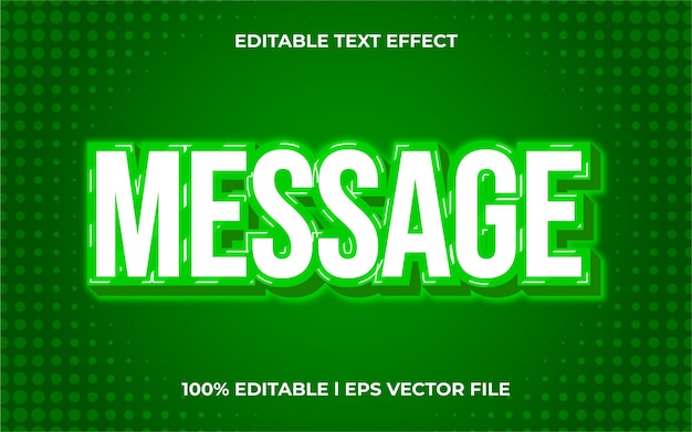 Mensaje efecto de texto 3d con tema moderno. plantilla de tipografía verde para redes sociales