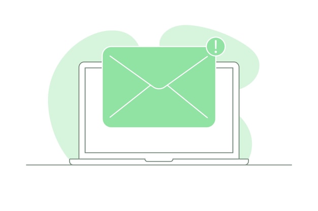 Un mensaje entrante en la computadora portátil notificación de icono de mensaje abierto Ilustración vectorial