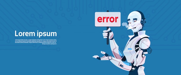 Mensaje de error de demostración de robot moderno, tecnología de mecanismo de inteligencia artificial futurista