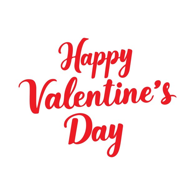 Mensaje de Feliz Día de San Valentín en elegante letra roja sobre fondo blanco