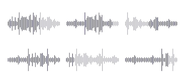 Mensaje de forma de onda de voz reproducción de mensajes de audio en chat de red reproducir sonido concepto de mensajero línea digitalizada trabajo de radio música digital podcast grabar ilustración vectorial de registro de sonido de voz