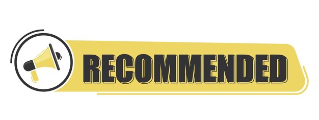 Mensaje de megáfono recomendado con texto sobre fondo amarillo Banner de megáfono Diseño web
