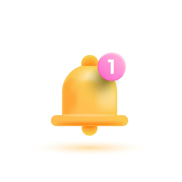 Mensaje de notificación icono de campana icono de alerta e icono de alarma. Ilustración vectorial 3d