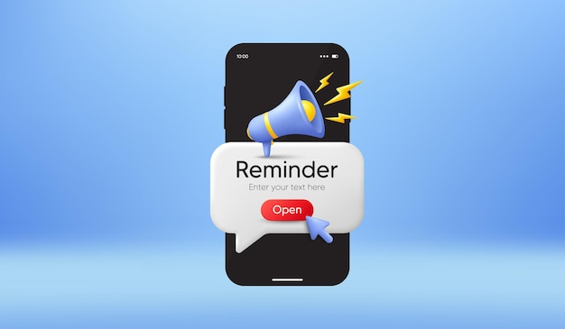 Mensaje de oferta telefónica en la pantalla Nuevo aviso en el teléfono inteligente Notificación de alerta de megáfono