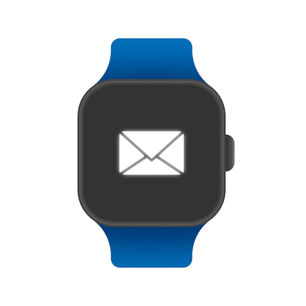 Mensaje en la pantalla del reloj inteligente aislado en fondo blanco