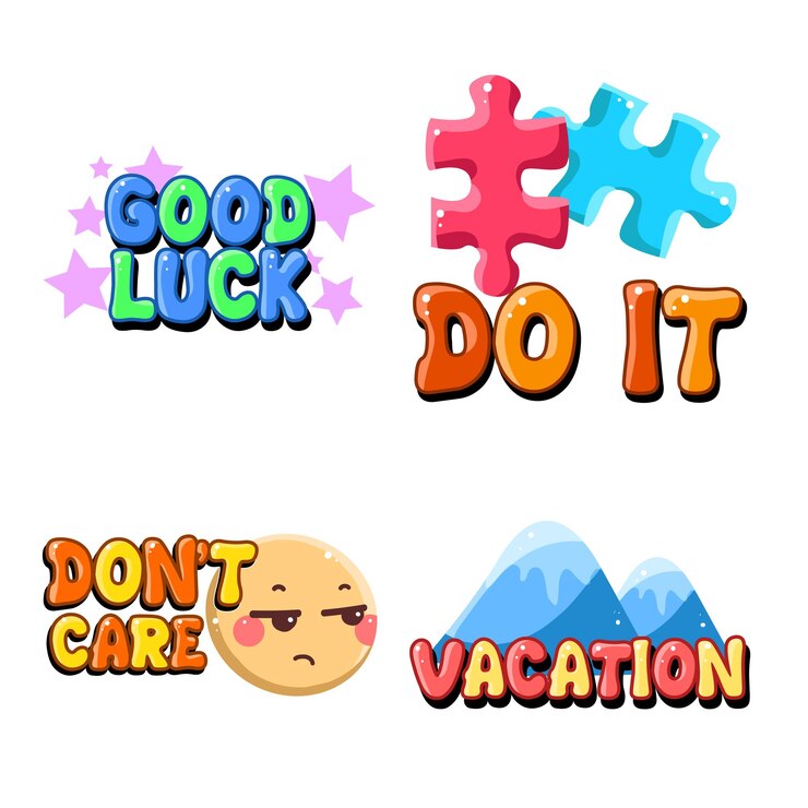 Vector mensaje de pegatina de texto lindo illsutration texto de citas positivas coloridas texto de carácter de pegatina lindo