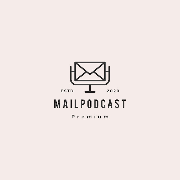 Mensaje podcast logo hipster retro vintage icono para correo electrónico marketing blog video vlog tutorial canal