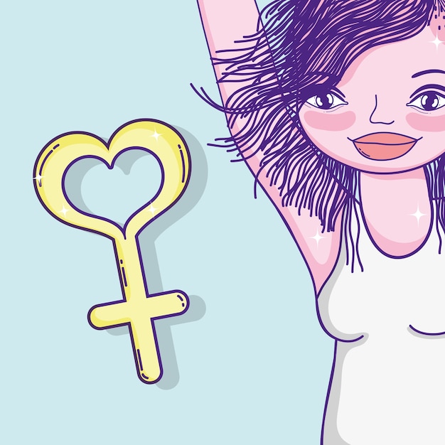 Mensaje de poder chica con dibujos animados linda mujer