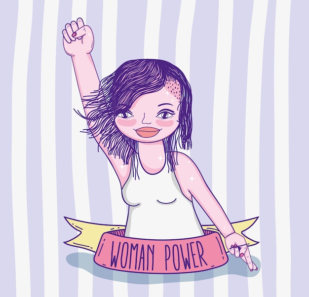 Mensaje de poder chica con dibujos animados linda mujer