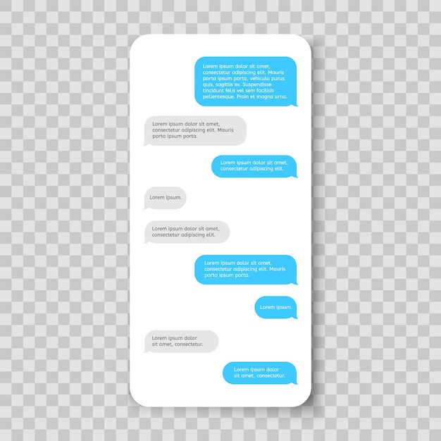 Mensaje de teléfono inteligente de plantilla de mensajería de chat de teléfono móvil