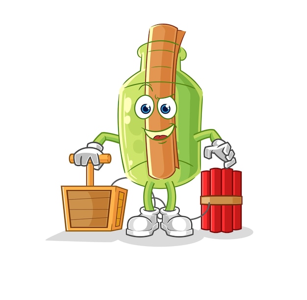 Mensaje en un vector de dibujos animados de mascota de mucama de botella