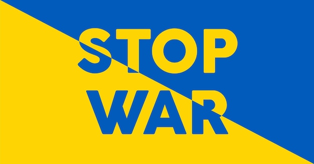 Mensaje vectorial Stop War de color azul y amarillo