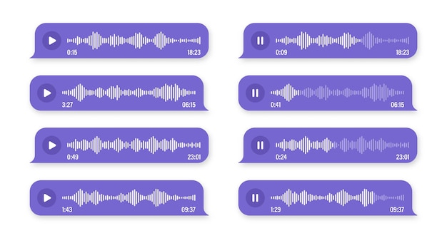 Vector mensaje de voz, audio, habla, burbuja, sms, marco de texto, chat en las redes sociales o conversación en una aplicación de mensajería
