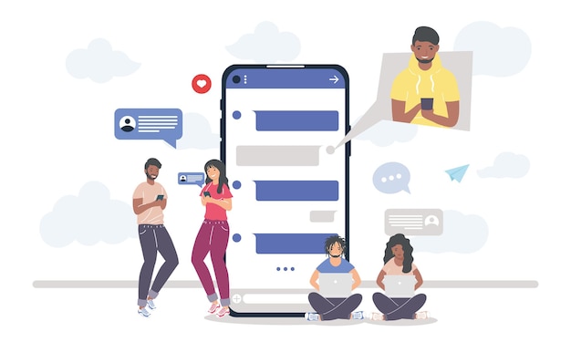 Vector mensajería de personas de smartphone