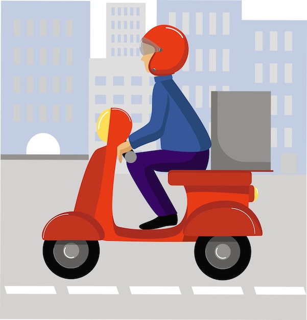 Vector mensajero en una entrega de scooter