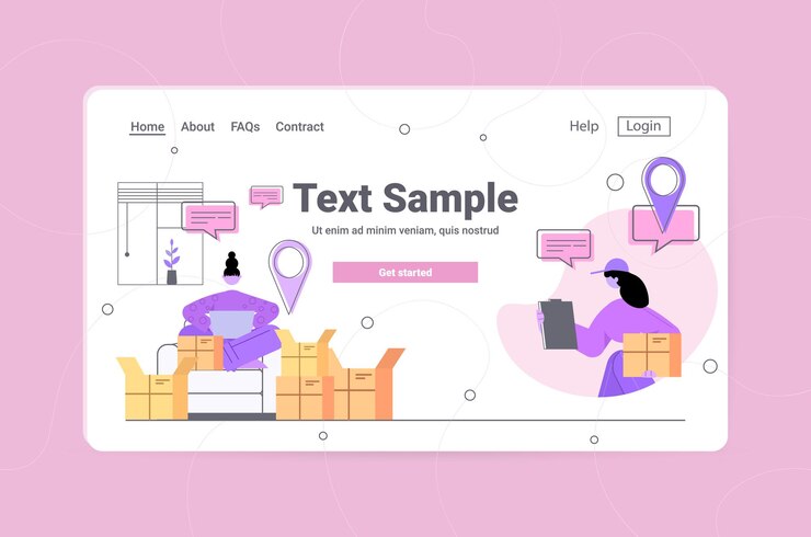 Vector mensajero que entrega el paquete al concepto de servicio de entrega en línea del cliente mujer