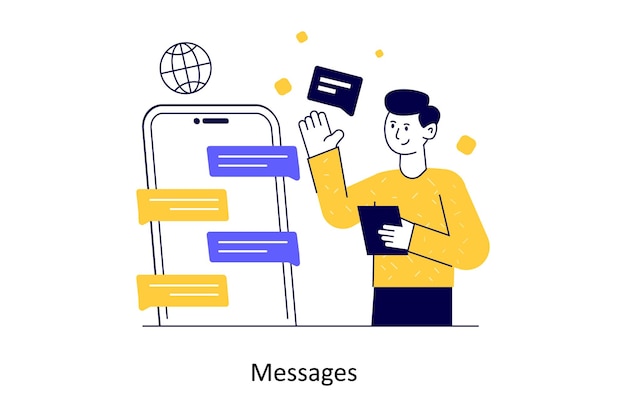 Mensajes Diseño de estilo plano Ilustración vectorial Ilustración de stock