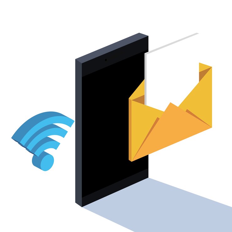 Vector mensajes de teléfono inteligente, correo electrónico, wifi, tecnología conectada