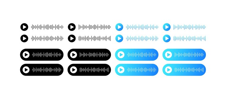 Mensajes de voz Diseño de mensajes de voz de color plano Grabación de mensajes de voz Iconos vectoriales