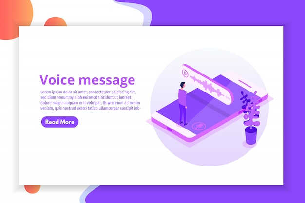 Mensajes de voz isométricos, notificación de eventos. ilustración