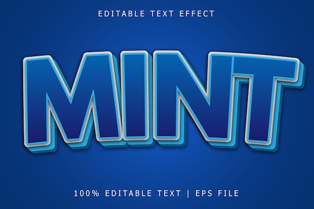 Menta efecto de texto editable 3 dimensiones en relieve estilo simple