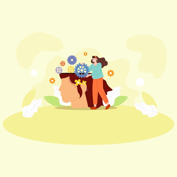 Vector mentalidad positiva y crecimiento cognitivo ilustración conceptual