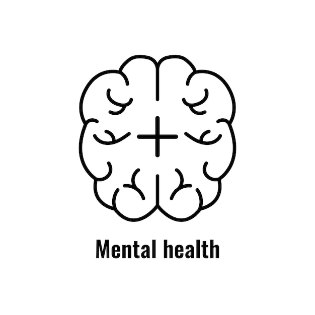 Mente cerebral o icono de vector de arte de línea de inteligencia para aplicaciones y sitios web
