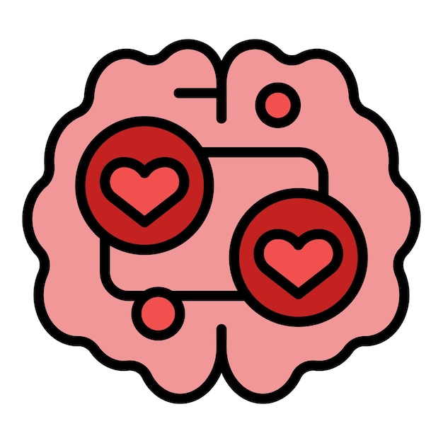 La mente es como el icono del contorno del vector de entrenamiento de la salud El color mental del cerebro es plano