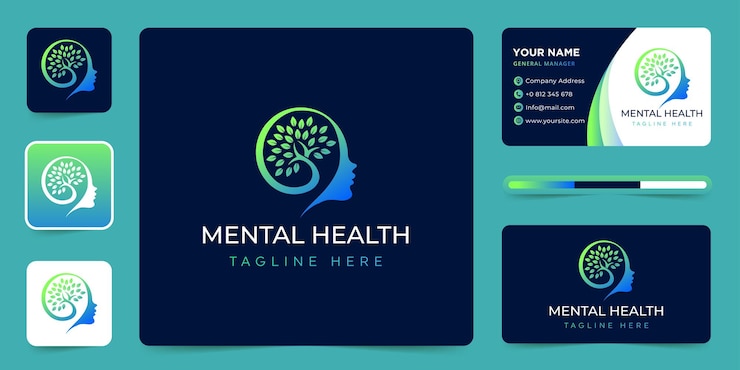Mente de terapia natural para el diseño del logotipo de salud mental.