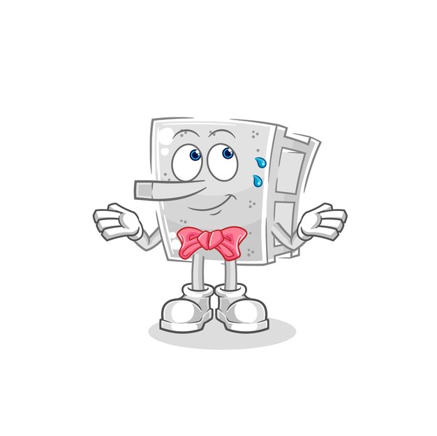 Mentira de ladrillo de hormigón como el vector de mascota de dibujos animados de personaje de Pinocho