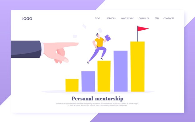El mentor empresarial ayuda a mejorar la carrera y la celebración de escaleras ilustración vectorial