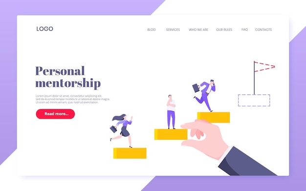 El mentor empresarial ayuda a mejorar la carrera y la celebración de escaleras ilustración vectorial
