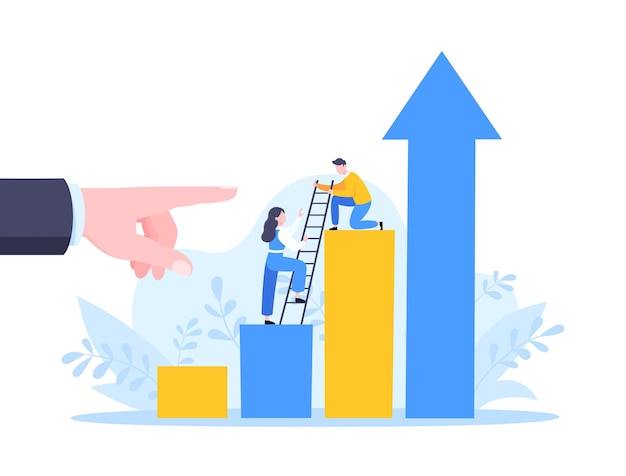 El mentor empresarial ayuda a mejorar la carrera y la celebración de escaleras ilustración vectorial