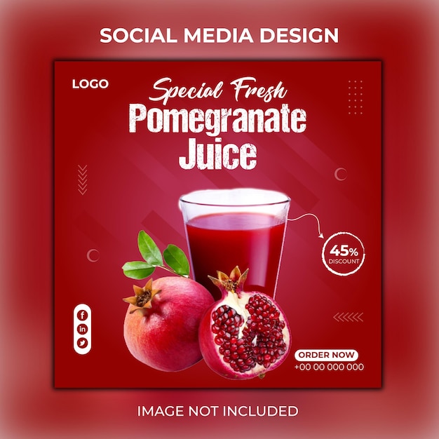 Vector menú de bebidas publicación en redes sociales o plantilla de banner vector premium