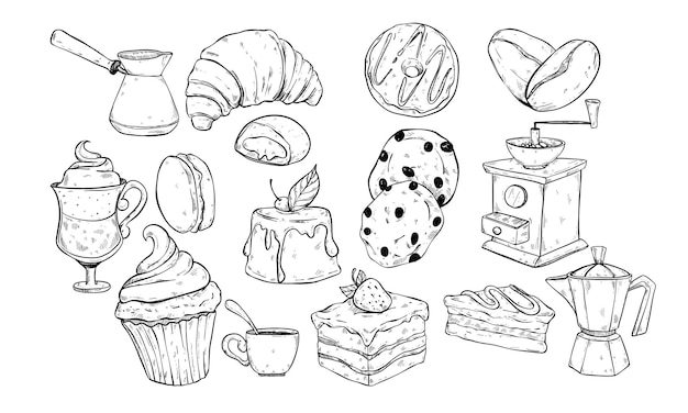 menú de la cafetería grabado de ilustración dibujado a mano