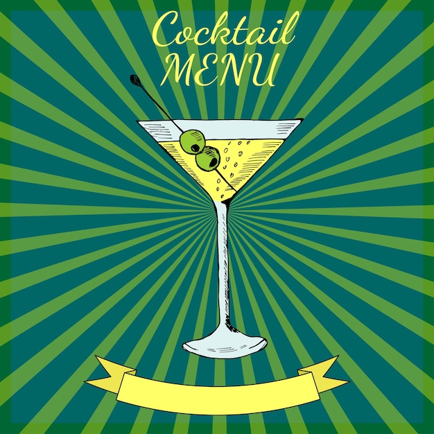 Menú de cócteles Martini en color 2