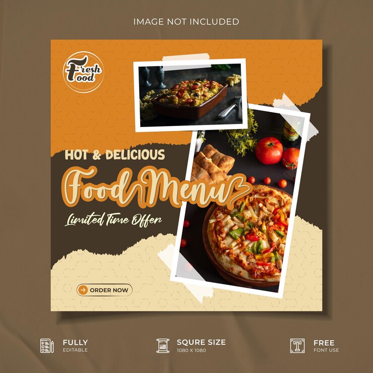 Vector menú de comida caliente y deliciosa - oferta de tiempo limitado