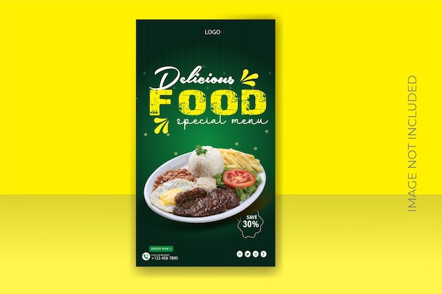 Menu de comida deliciosa plantilla de historia de Instagram y Facebook