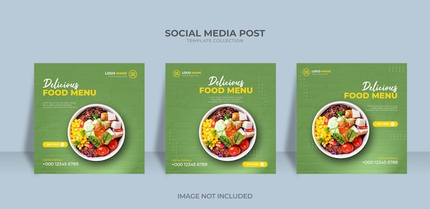 Menú de comida de diseño de banner de redes sociales