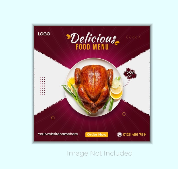 Menú de comida diseño de publicaciones en redes sociales