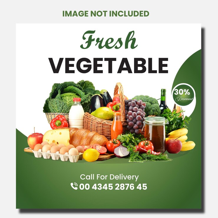 menú de comida especial verduras y frutas redes sociales Facebook o Instagram plantilla de diseño de publicaciones