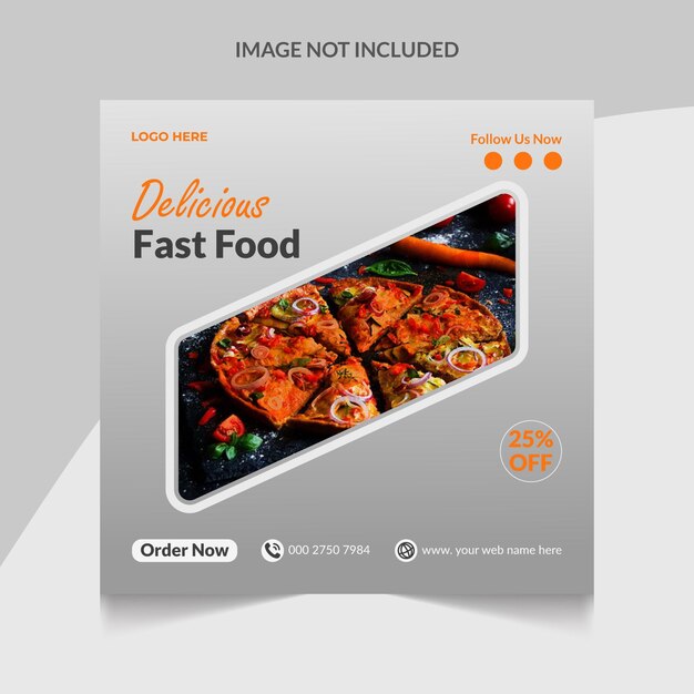 Menú de comida fresca y deliciosa del restaurante Publicación de banner de Instagram o diseño de publicación cuadrada en redes sociales