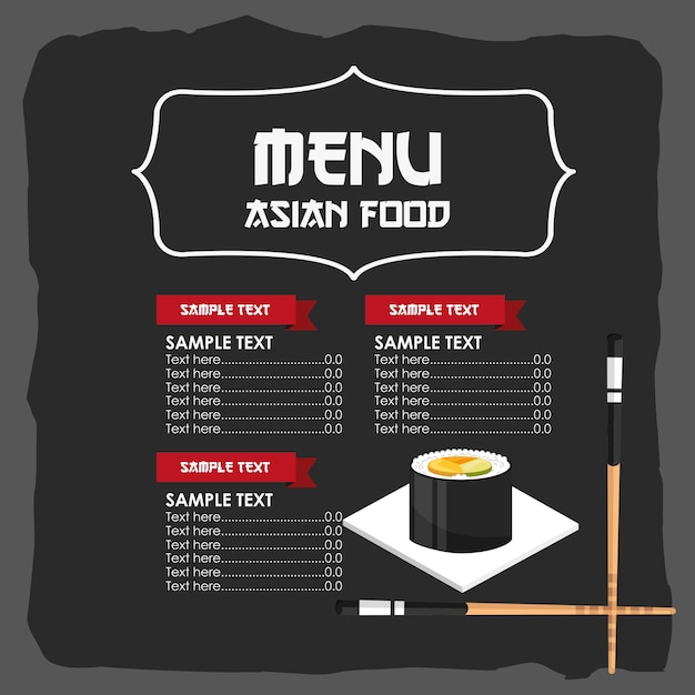 Vector menú de comida japonesa