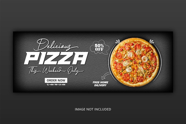 Menú de comida y plantilla de banner web de pizza deliciosa