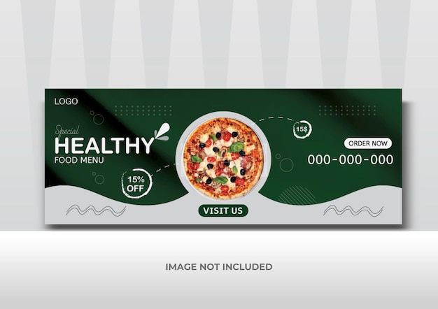 Menú de comida y plantilla de portada de facebook de restaurante Vector Premium