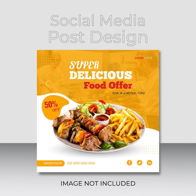 Menú de comida y restaurante Diseño de publicación en redes sociales o plantilla de banner moderno